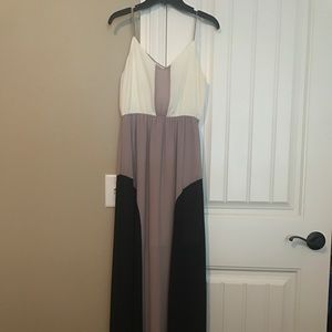 Creams and black maxi dress